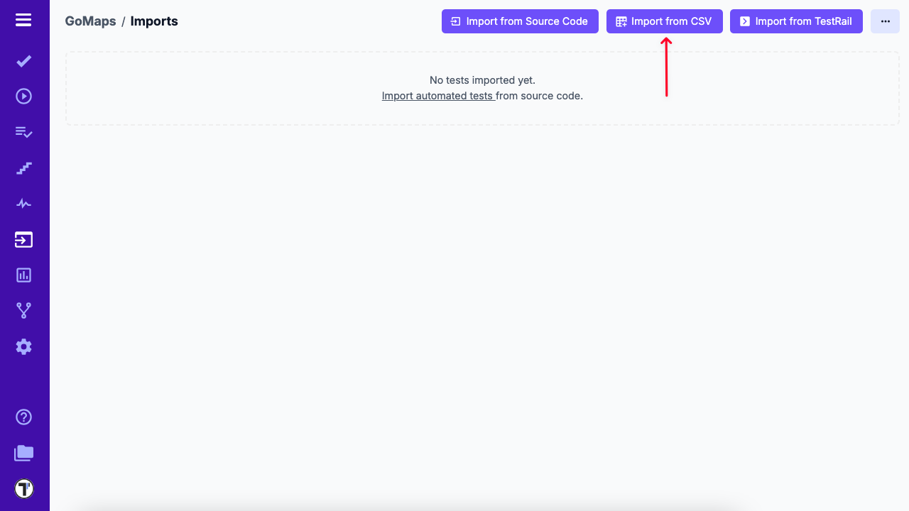 image Import from CSV button